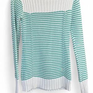 🍃 Vintage Old Navy Green & Cream Striped Knit Sweater 🍃